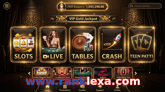 Main screen of Www.ranklexa.com casino page for PK players