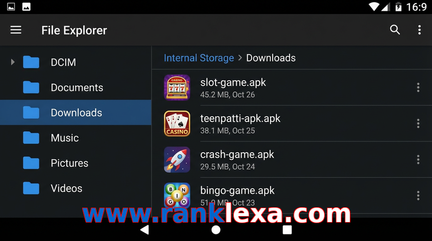 Main screen of Www.ranklexa.com gameapk page for PK players